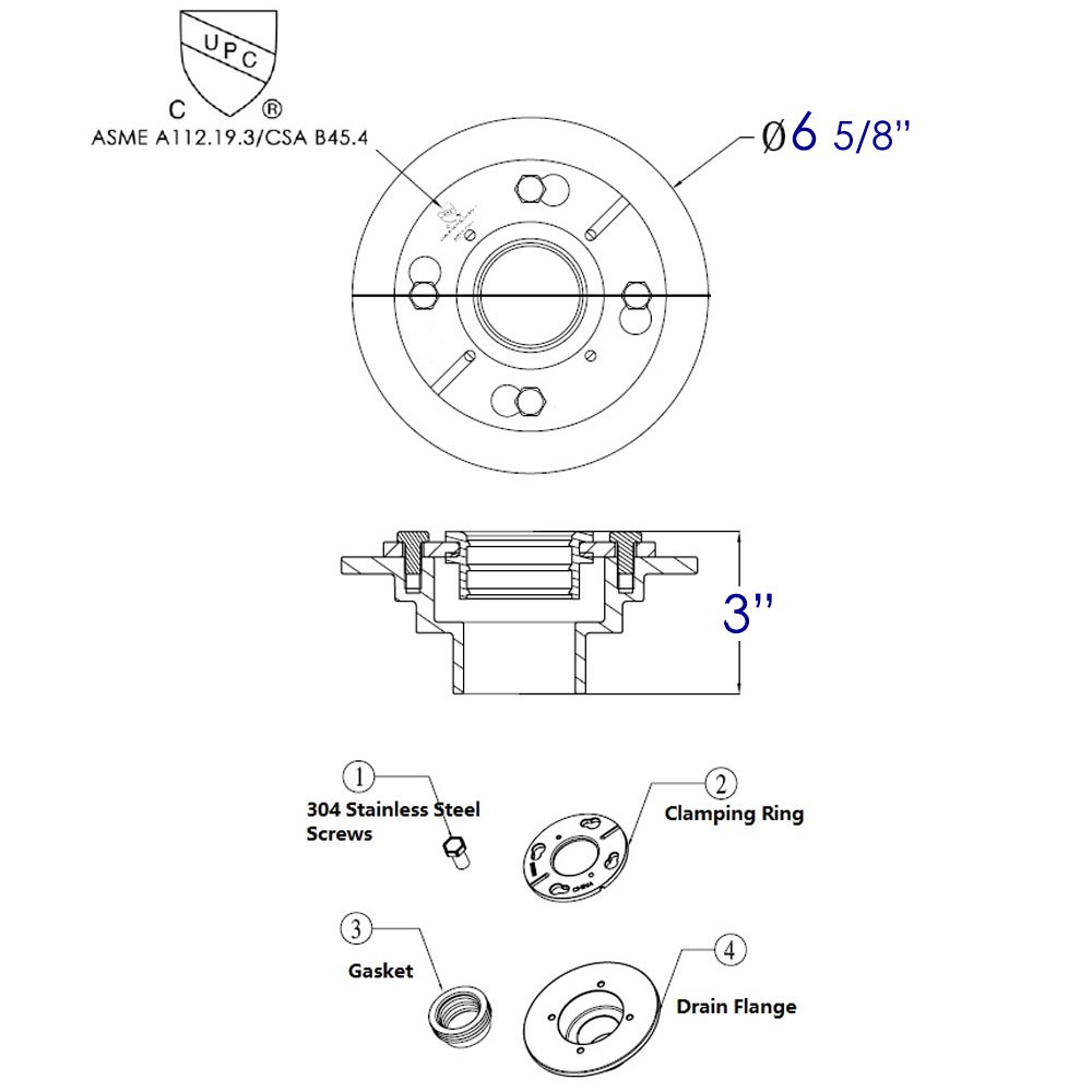Cast Iron Shower Drain Base with Rubber Fitting. Picture 6