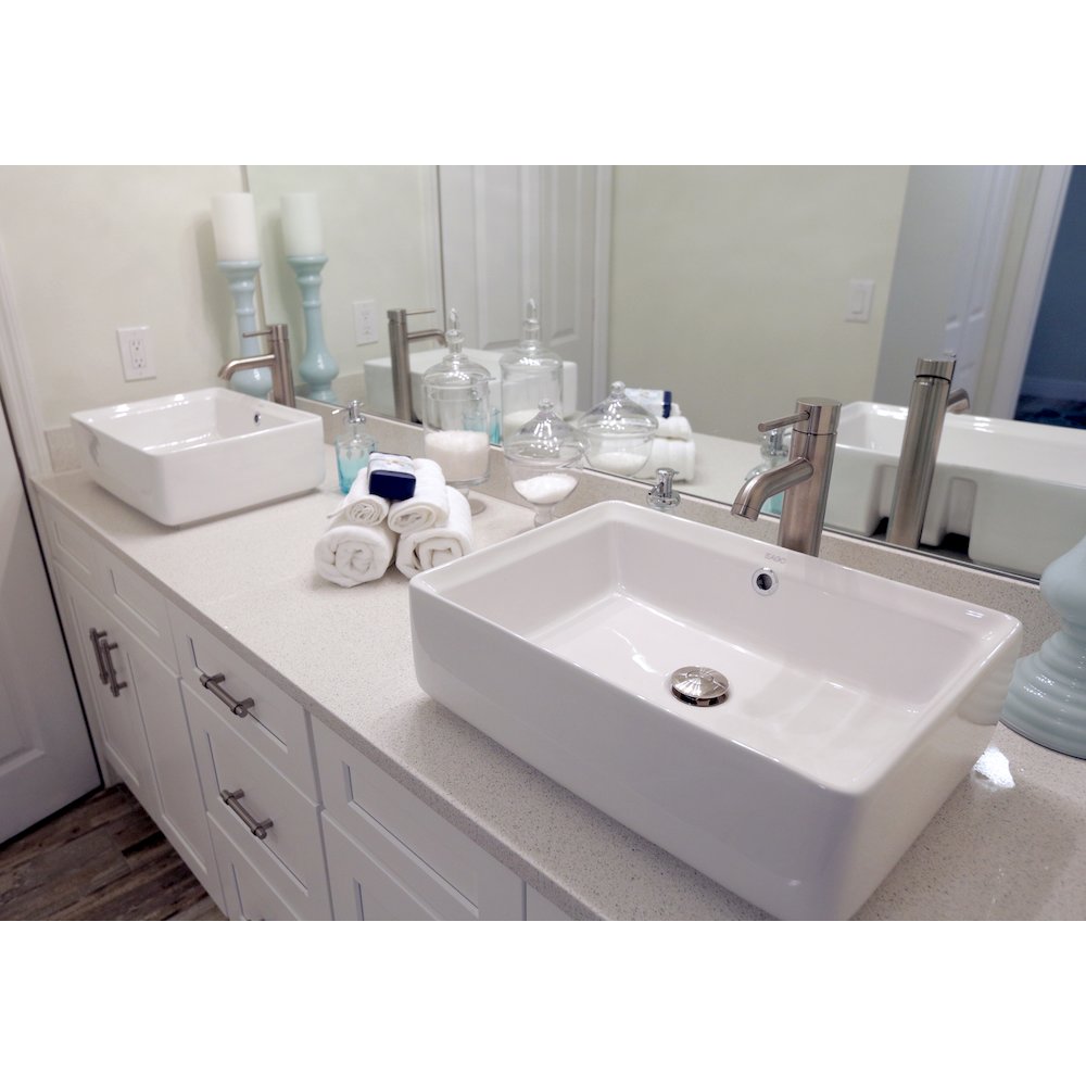 20" RECTANGULAR CERAMIC ABOVE MOUNT BASIN VESSEL SINK. Picture 9