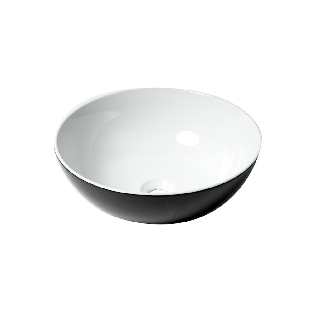 Black & White 15" Round Vessel Above Mount Ceramic Sink. Picture 1
