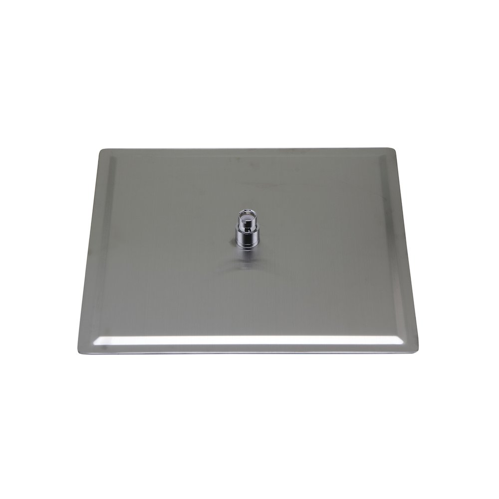 Solid Brushed Stainless Steel 16" Square Ultra Thin Rain Shower Head. Picture 5