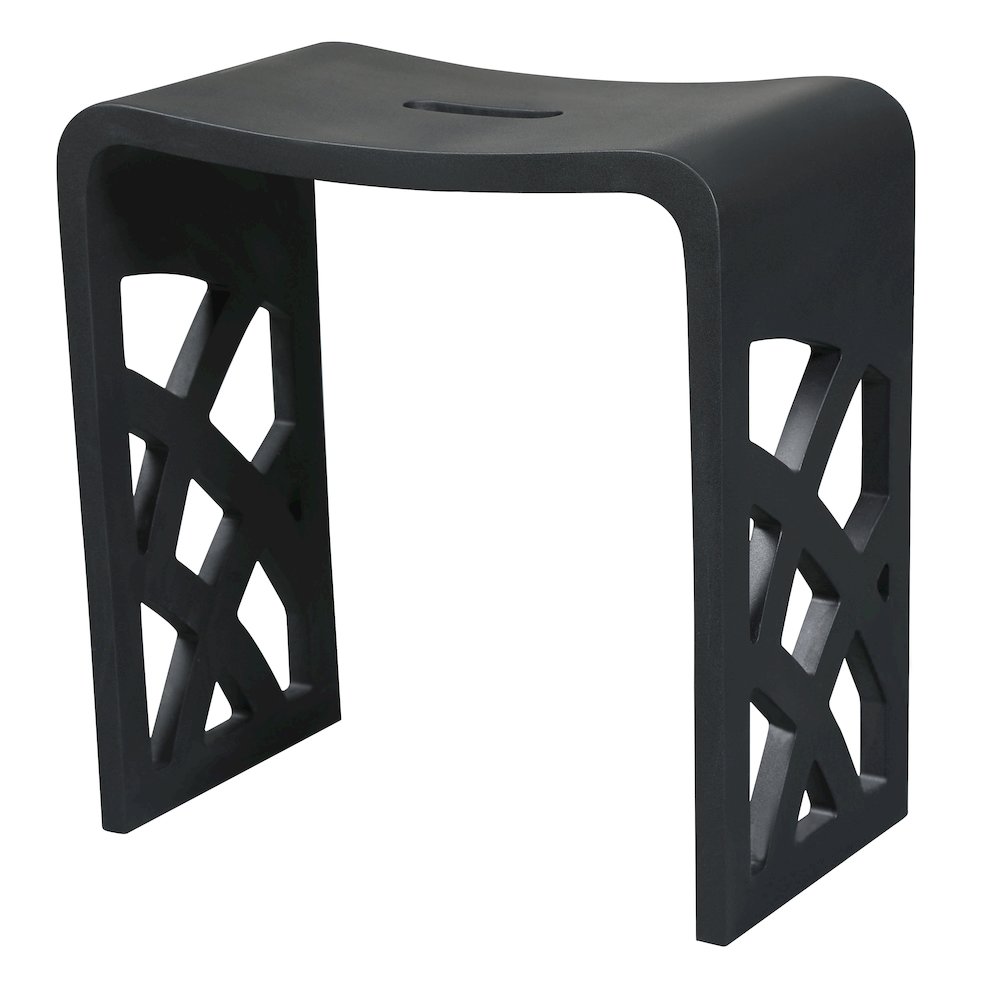 Black Matte Solid Surface Resin Bathroom / Shower Stool. Picture 6