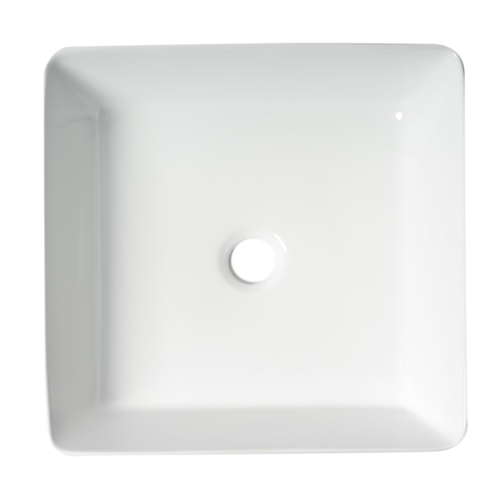 White 16" Modern Square Above Mount Ceramic Sink. Picture 5