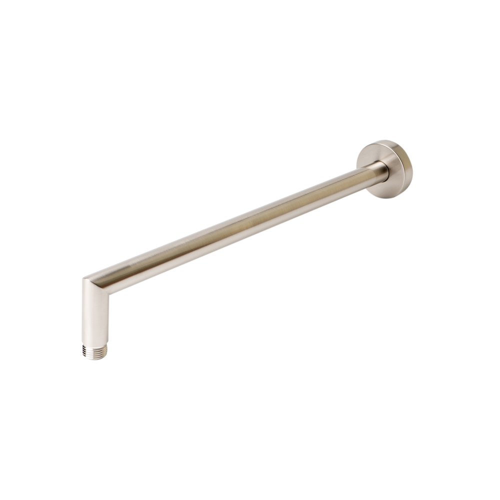 Brushed Nickel 16" Round Wall Shower Arm. Picture 1