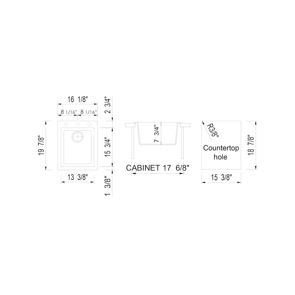 Biscuit 17" Drop-In Rectangular Granite Composite Kitchen Prep Sink. Picture 10