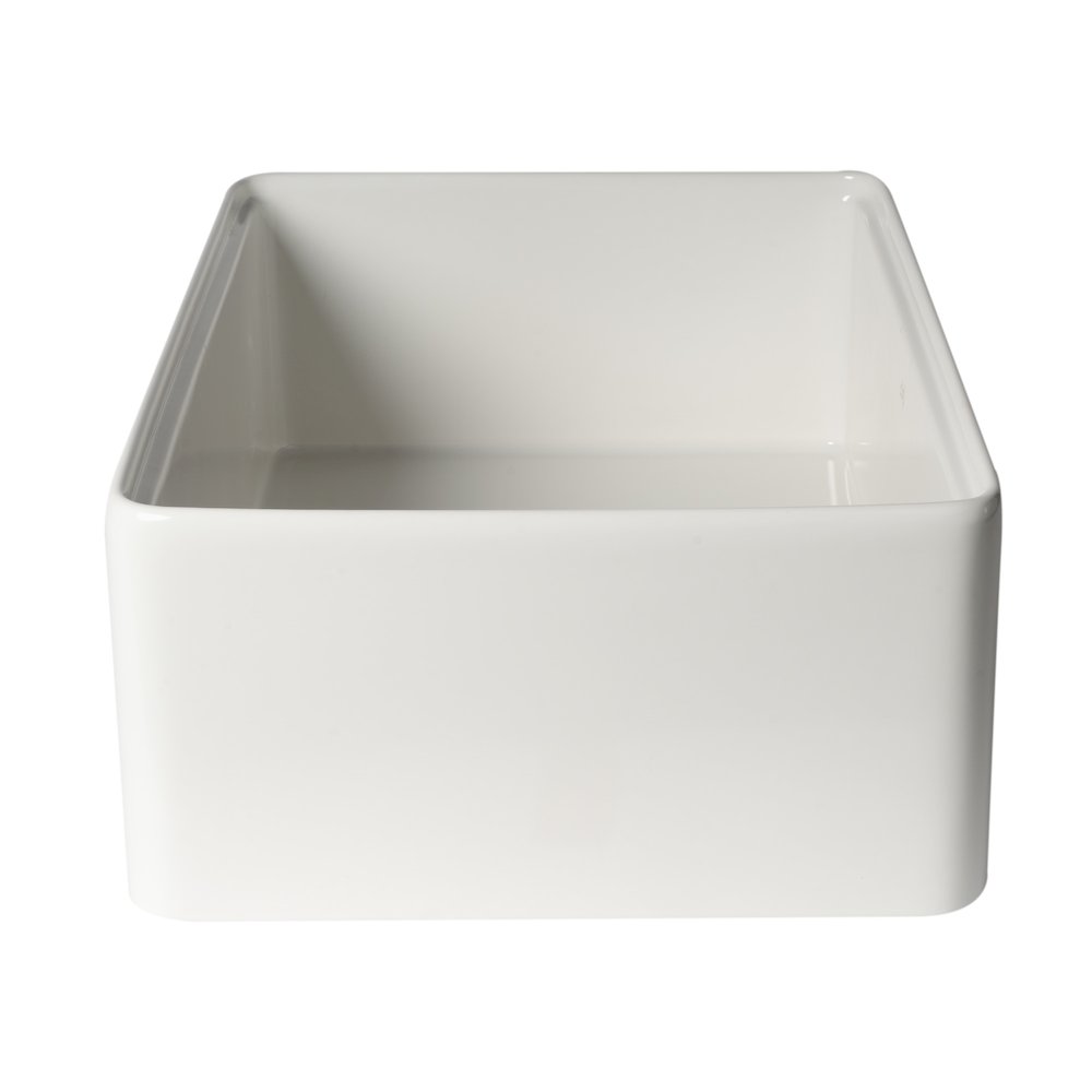 White Smooth Apron Workstation 30" x 20" Single Bowl Step Rim Fireclay Farm Sink. Picture 9