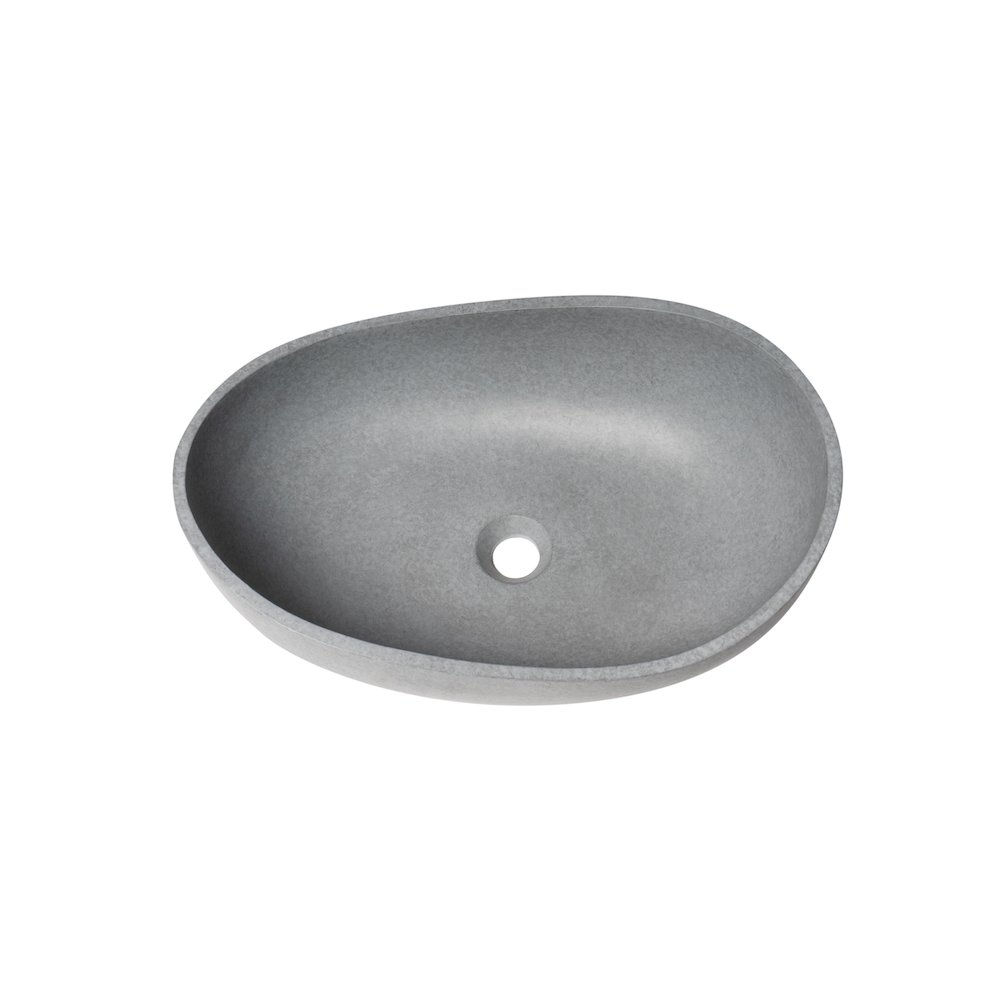 23" Solid Concrete Wavy Oval Above Mount Vessel Sink. Picture 4