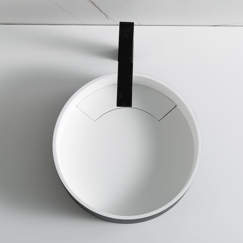 Black Matte 15" Round Solid Surface Resin Sink. Picture 9