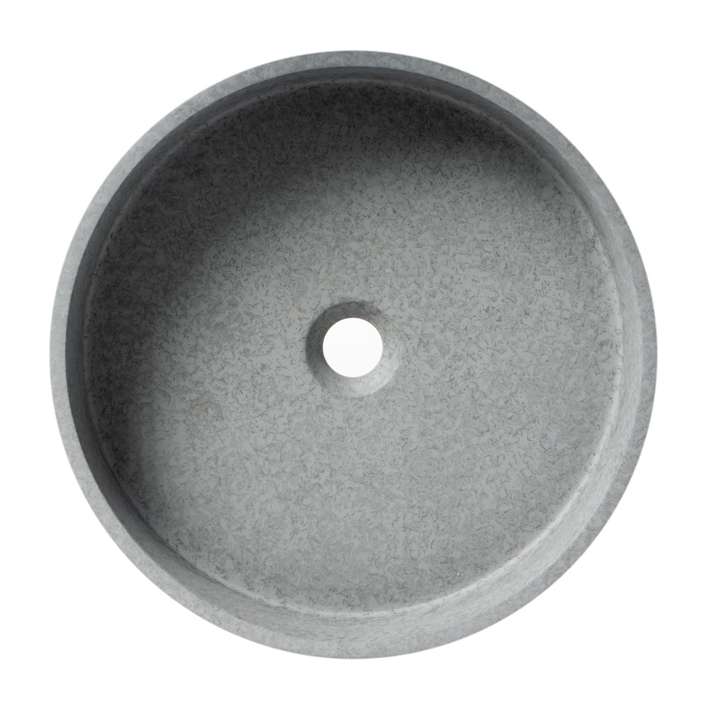 17" Round Solid Concrete Gray Matte Above Mount Bathroom Sink. Picture 7
