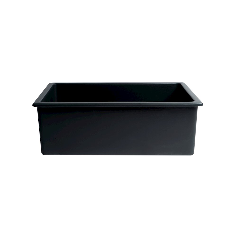 Black Matte 30" x 18" Fireclay Undermount / Drop In Fireclay Kitchen Sink. Picture 9