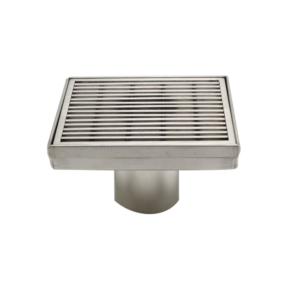 5" x 5" Square Stainless Steel Shower Drain with Groove Lines. Picture 1