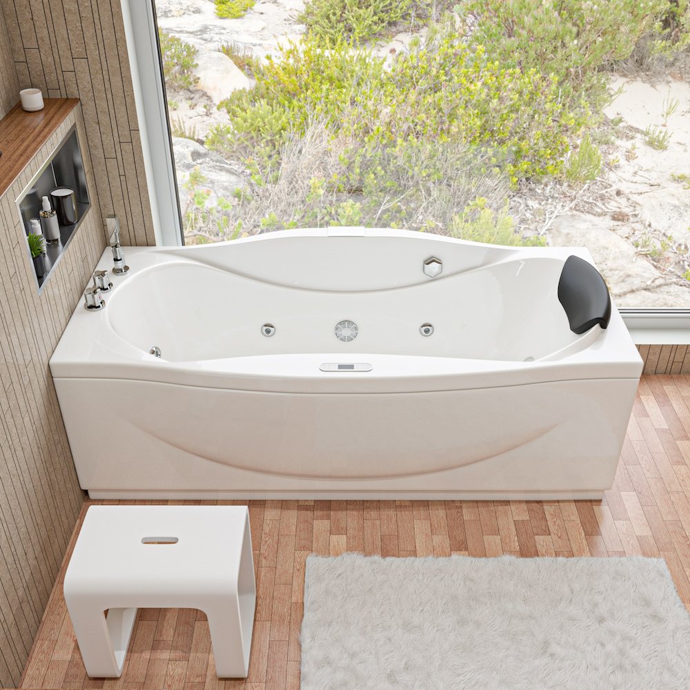 6 ft Right Drain Acrylic White Whirlpool Bathtub w Fixtures. Picture 3