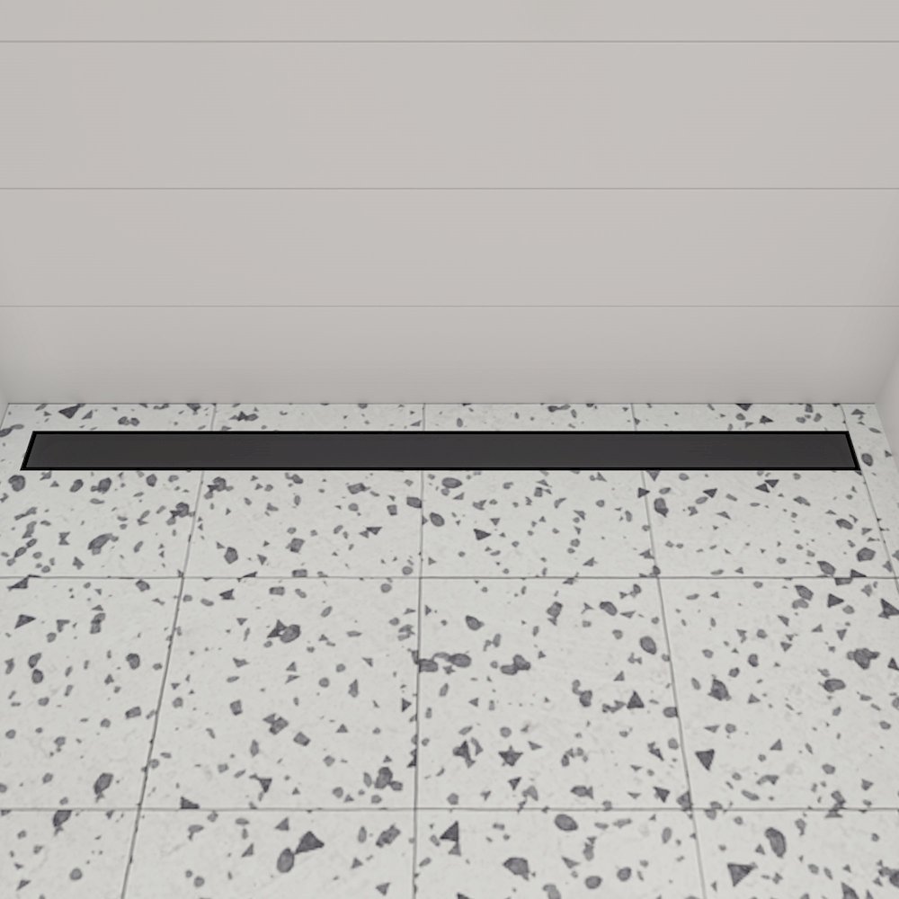 47" Black Matte Brushed Stainless Steel Linear Shower Drain with Solid Cover. Picture 2