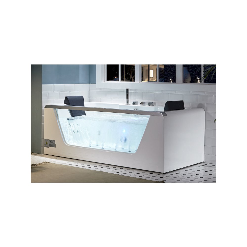 6 ft Clear Rectangular Acrylic Whirlpool Bathtub for Two. Picture 2