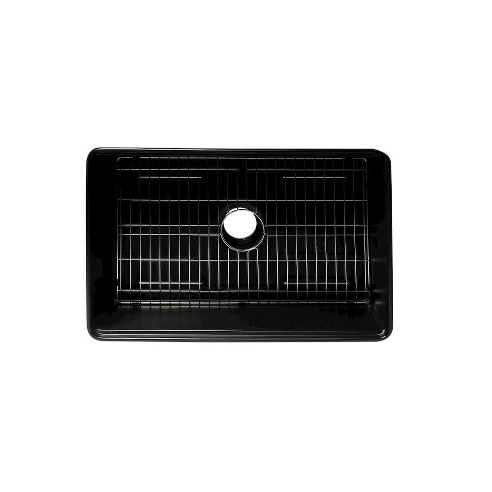 Black Matte Workstation 30" x 20" Single Bowl Step Rim Fireclay Farm Sink. Picture 5