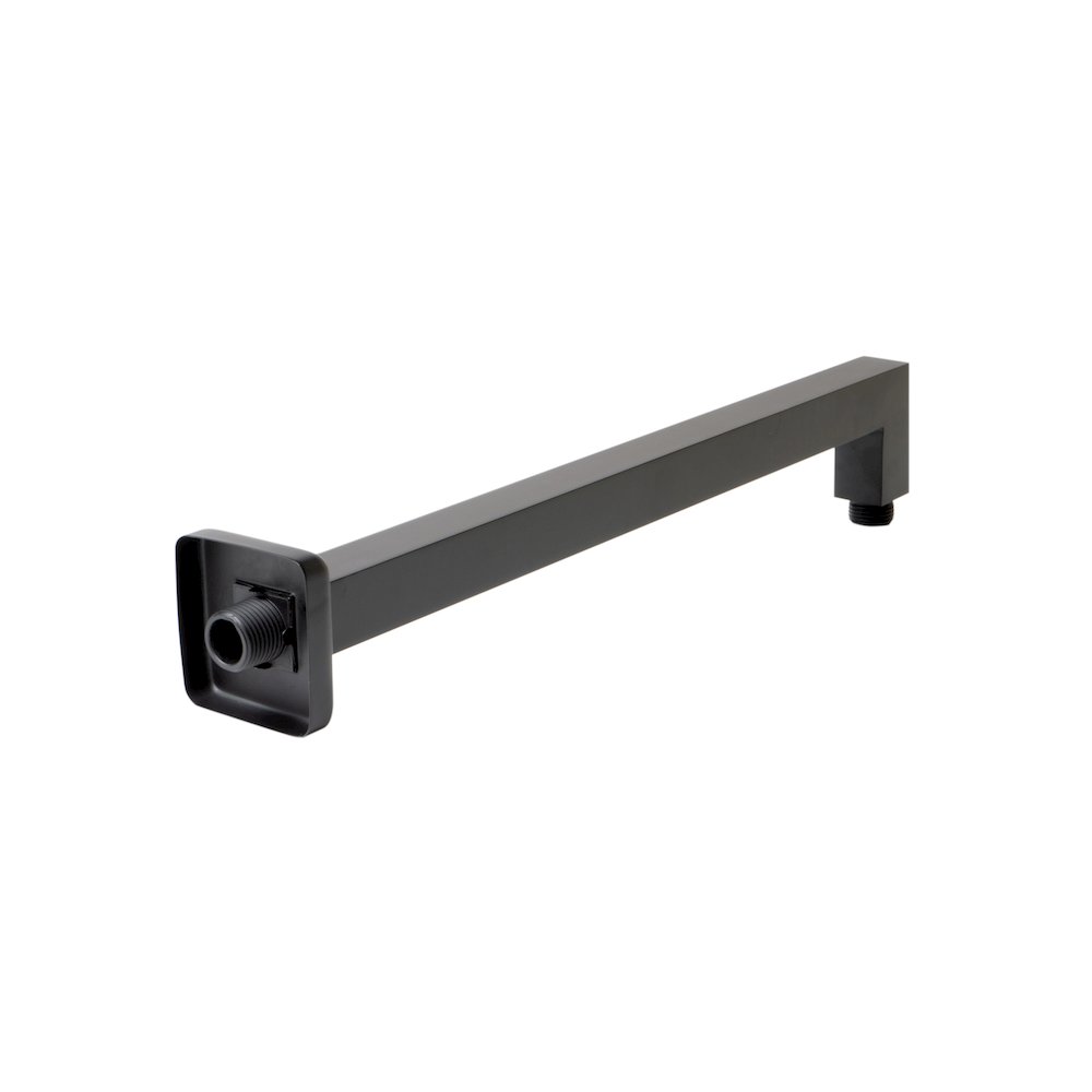 Black Matte 16" Square Wall Shower Arm. Picture 2
