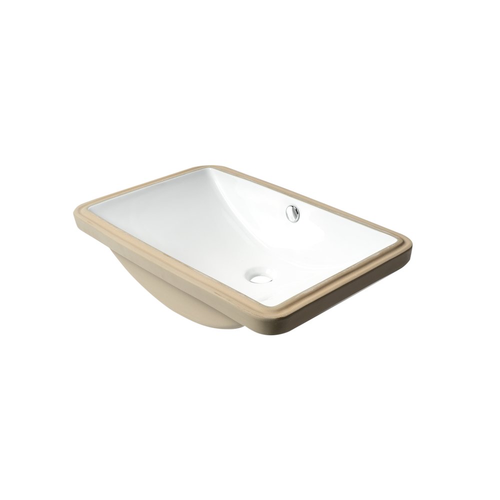 White 24" Rectangular Undermount Ceramic Sink. Picture 1
