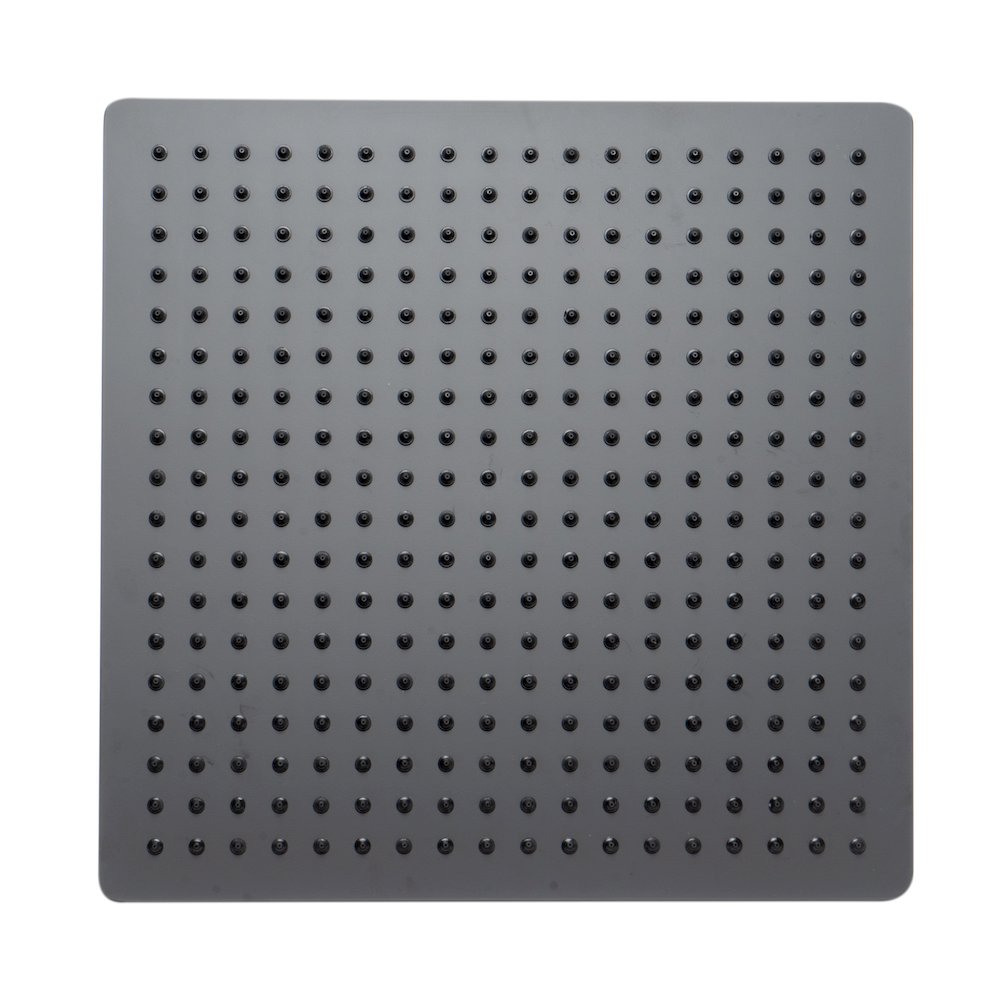 Matte Black Stainless Steel 16" Square Ultra-Thin Rain Shower Head. Picture 6