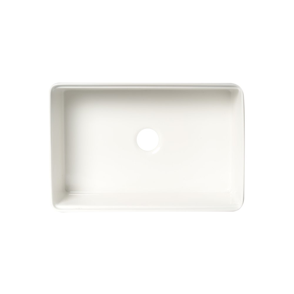 White Smooth Apron Workstation 30" x 20" Single Bowl Step Rim Fireclay Farm Sink. Picture 7