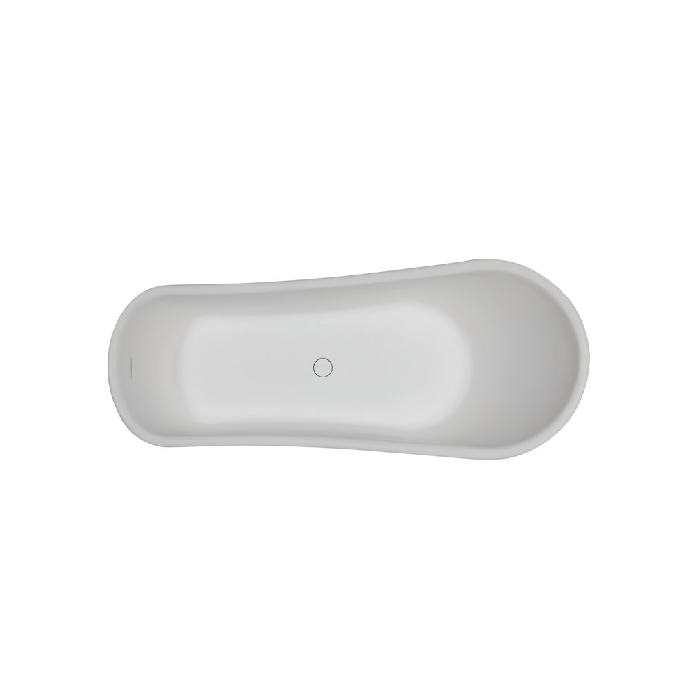 67" White Matte Clawfoot Solid Surface Resin Bathtub. Picture 6