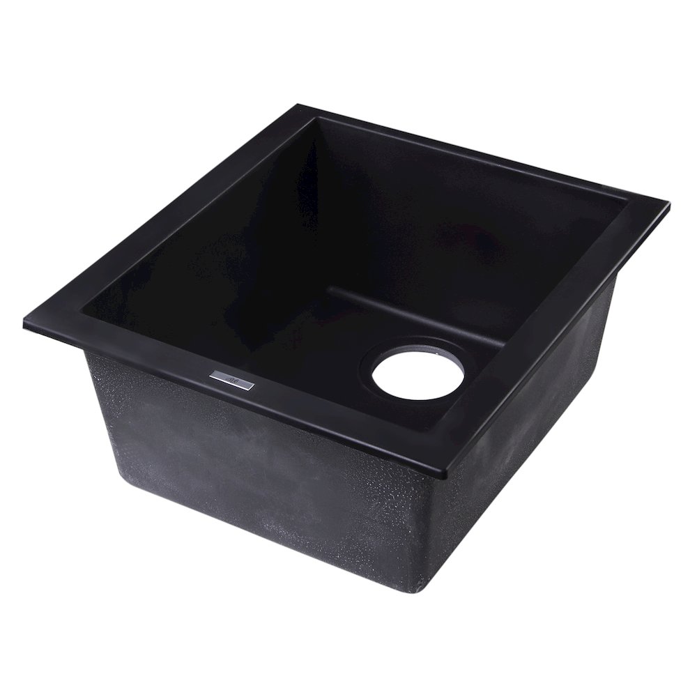 Black 17" Undermount Rectangular Granite Composite Kitchen Prep Sink. Picture 7