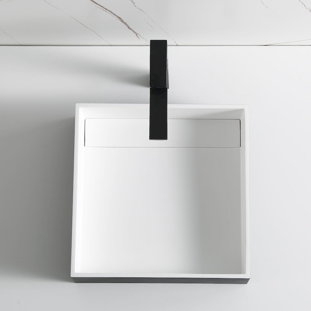 Black Matte 14" Square Solid Surface Resin Sink. Picture 4
