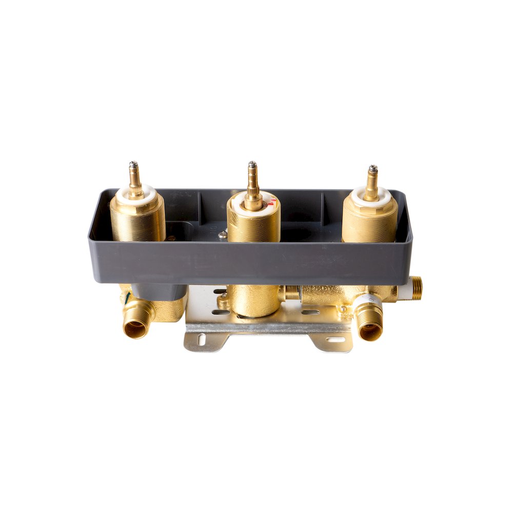 Black Matte 3-Way Thermostatic Valve Shower Mixer Square Knobs. Picture 6
