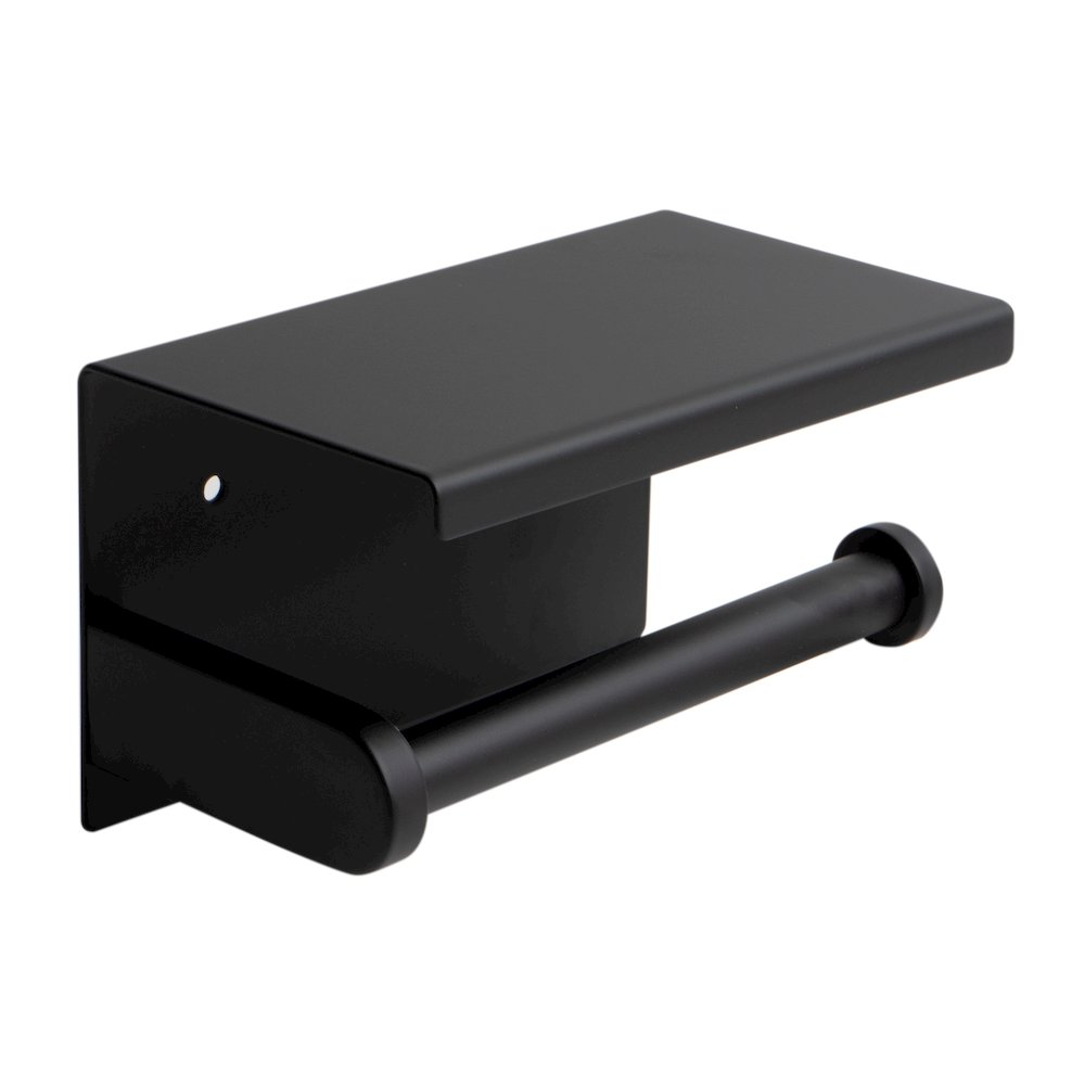 ALFI brand Black Matte Stainless Steel Toilet Paper Holder with Shelf. Picture 3