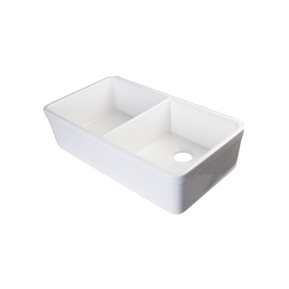 32 inch White Double Bowl Fireclay Undermount Kitchen Sink. Picture 1