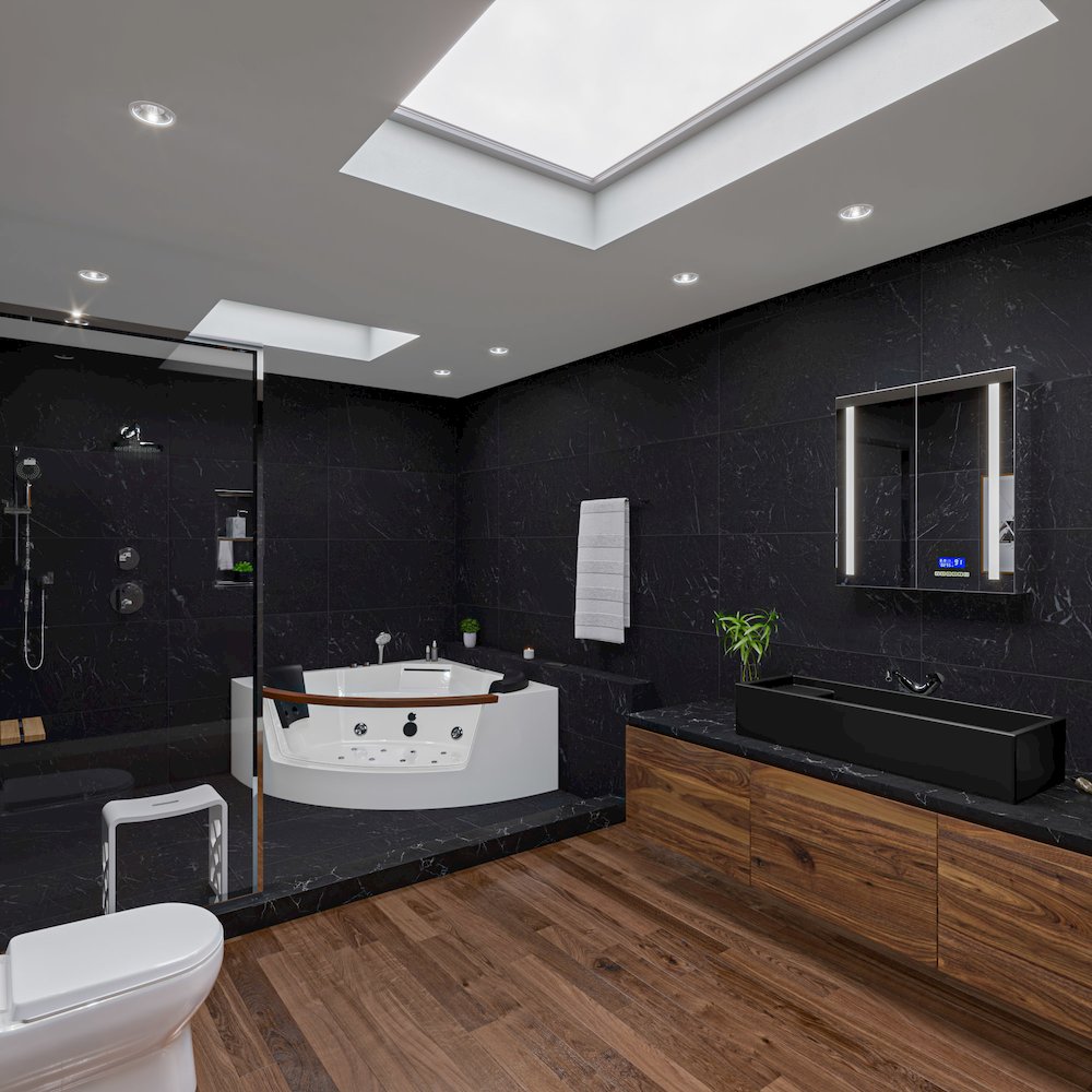 39" Black Matte Above Mount Fireclay Bathroom Trough Sink. Picture 5