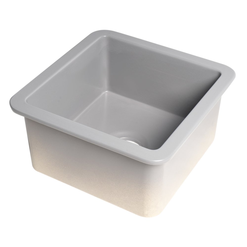 Gray Matte Square 18" x 18" Undermount / Drop In Fireclay Prep Sink. Picture 1