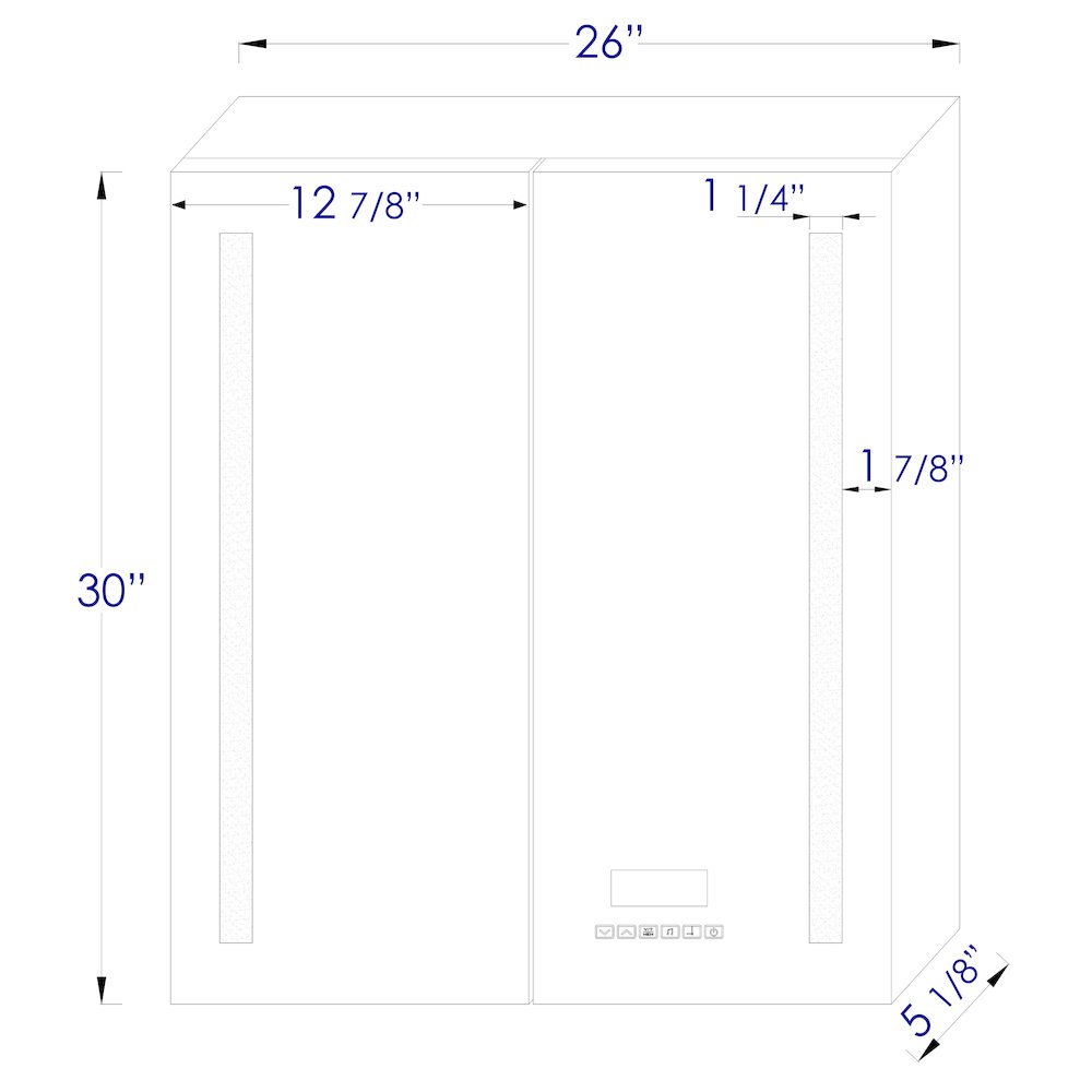 26" x 30" Double Door LED Light Bluetooth Medicine Cabinet. Picture 10