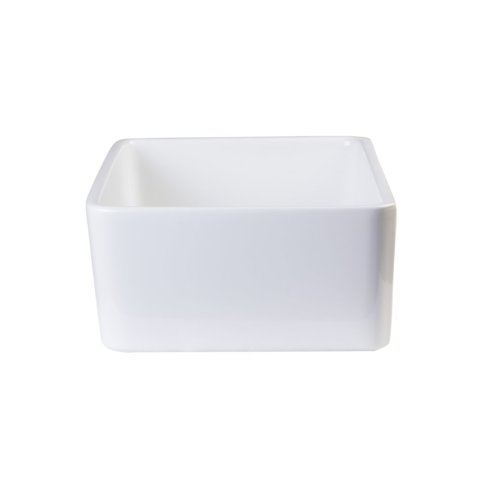 White 23" Smooth Apron Fireclay Single Bowl Farmhouse Kitchen Sink. Picture 6