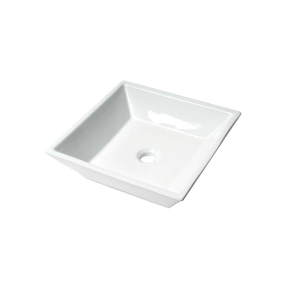 White 17" Square Above Mount Ceramic Sink. Picture 1