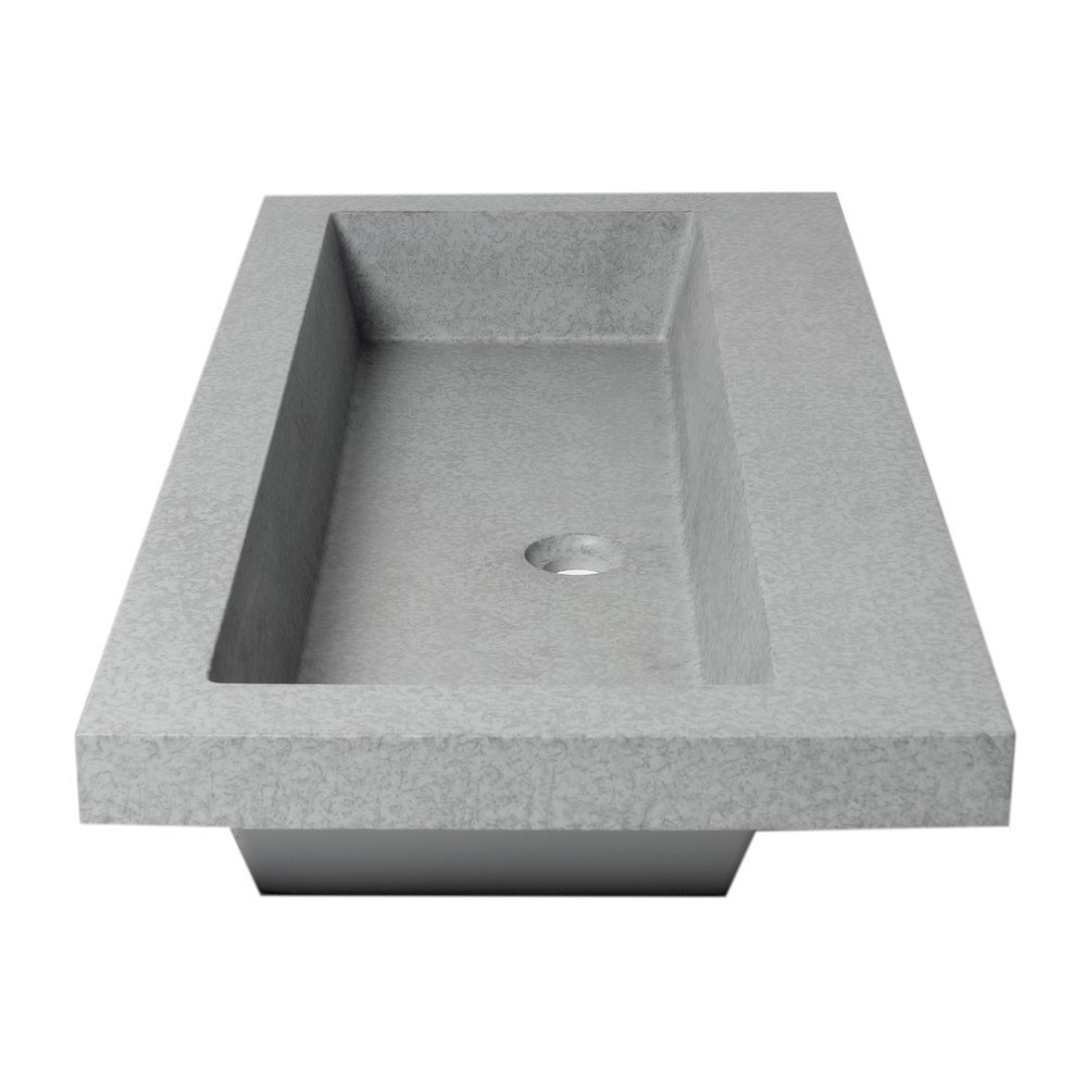 40" Solid Concrete Gray Matte Trough Sink for the Bathroom. Picture 7
