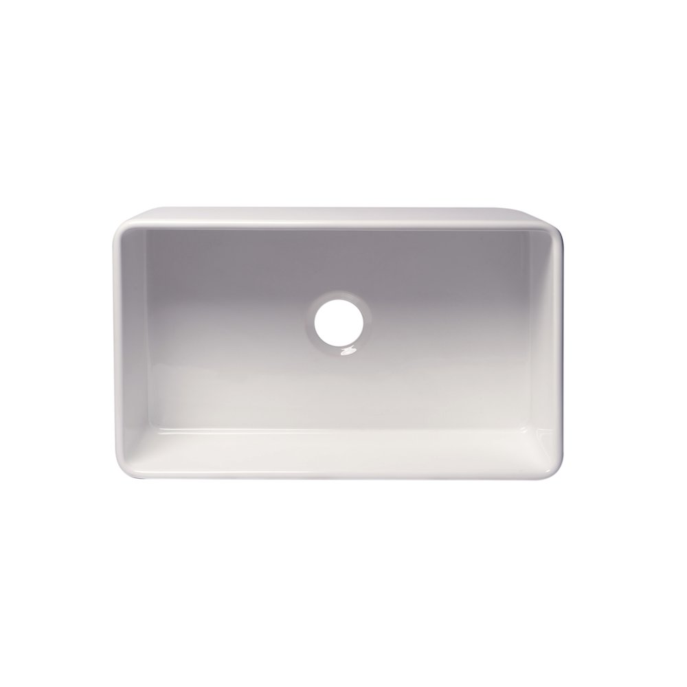 ABF3018 30" White Thin Wall Single Bowl Smooth Apron Fireclay Kitchen Farm Sink. Picture 6