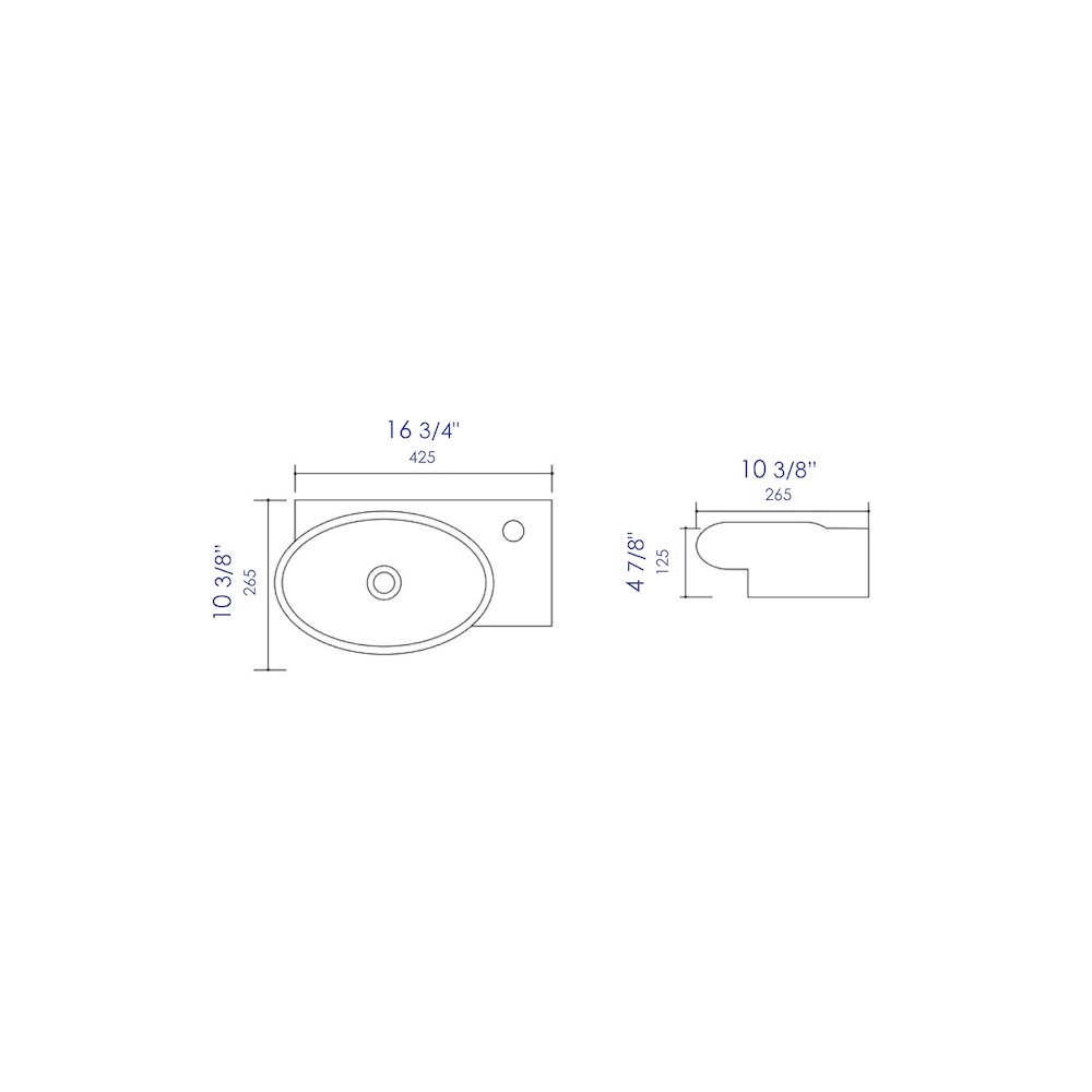 White 17" Small Wall Mounted Ceramic Sink with Faucet Hole. Picture 6
