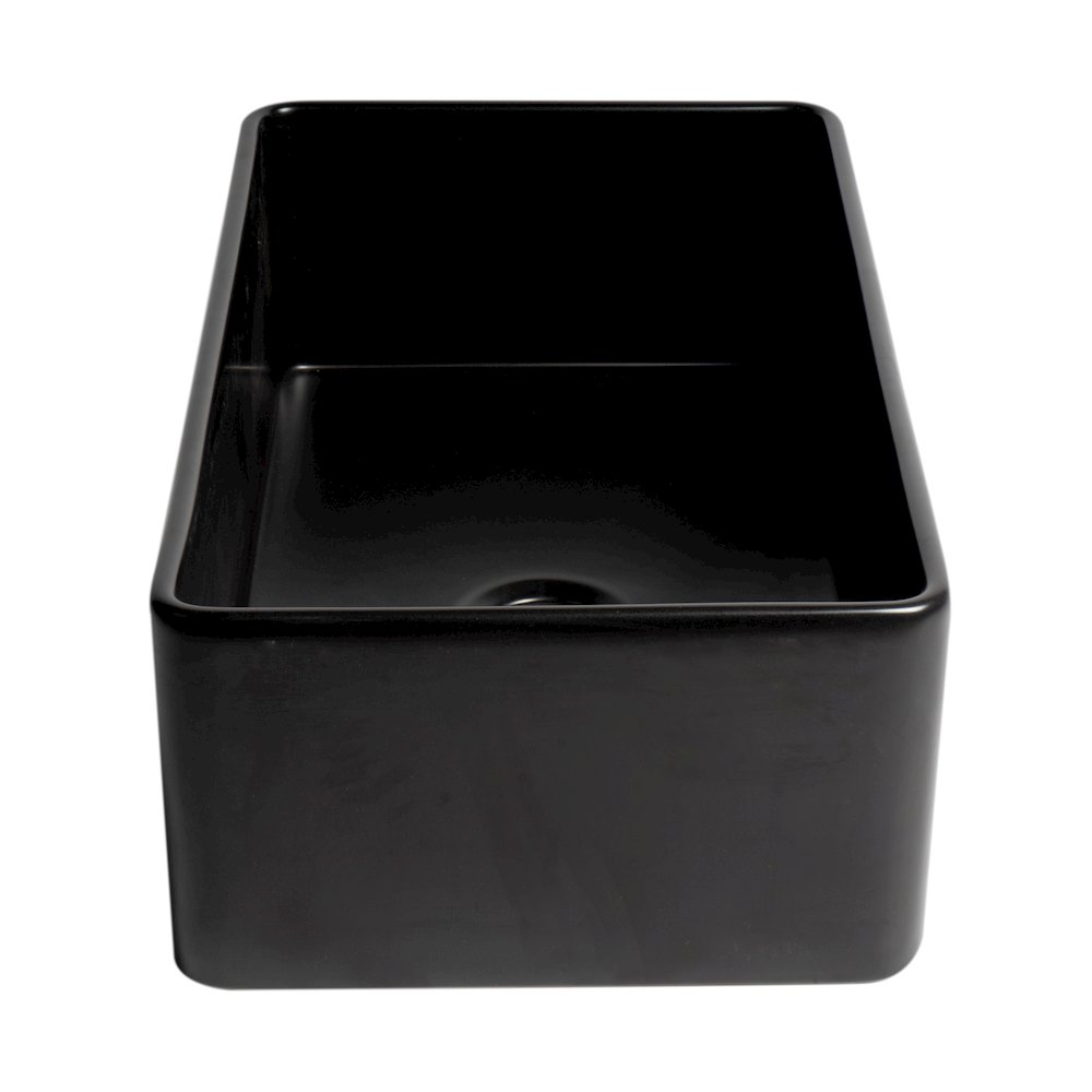 Black Matte Smooth Apron 33" x 18" Single Bowl Fireclay Farm Sink. Picture 5