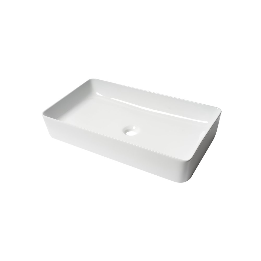 White 24" Modern Rectangular Above Mount Ceramic Sink. Picture 1