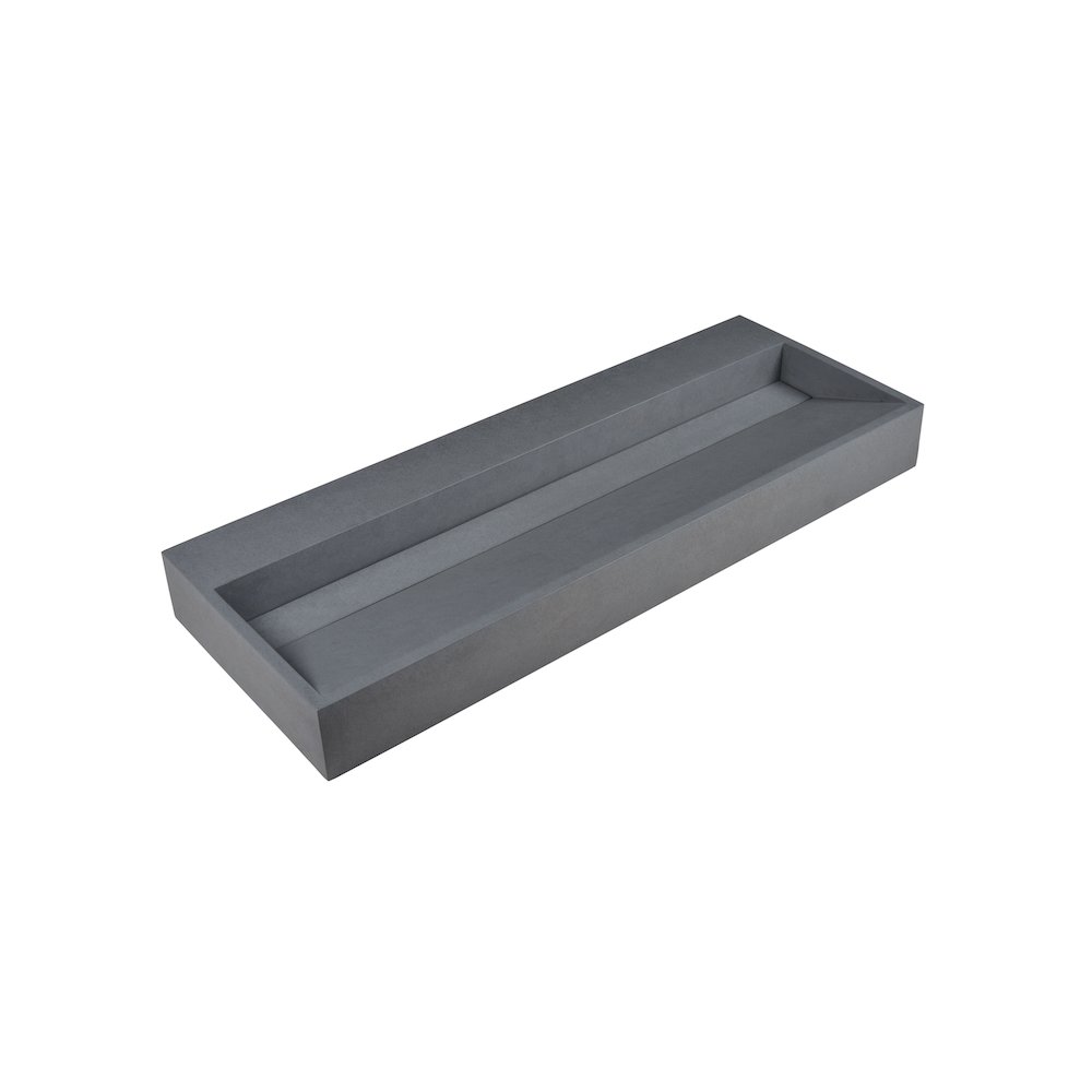 48" Solid Concrete Gray Matte Trough Sink for the Bathroom. Picture 1