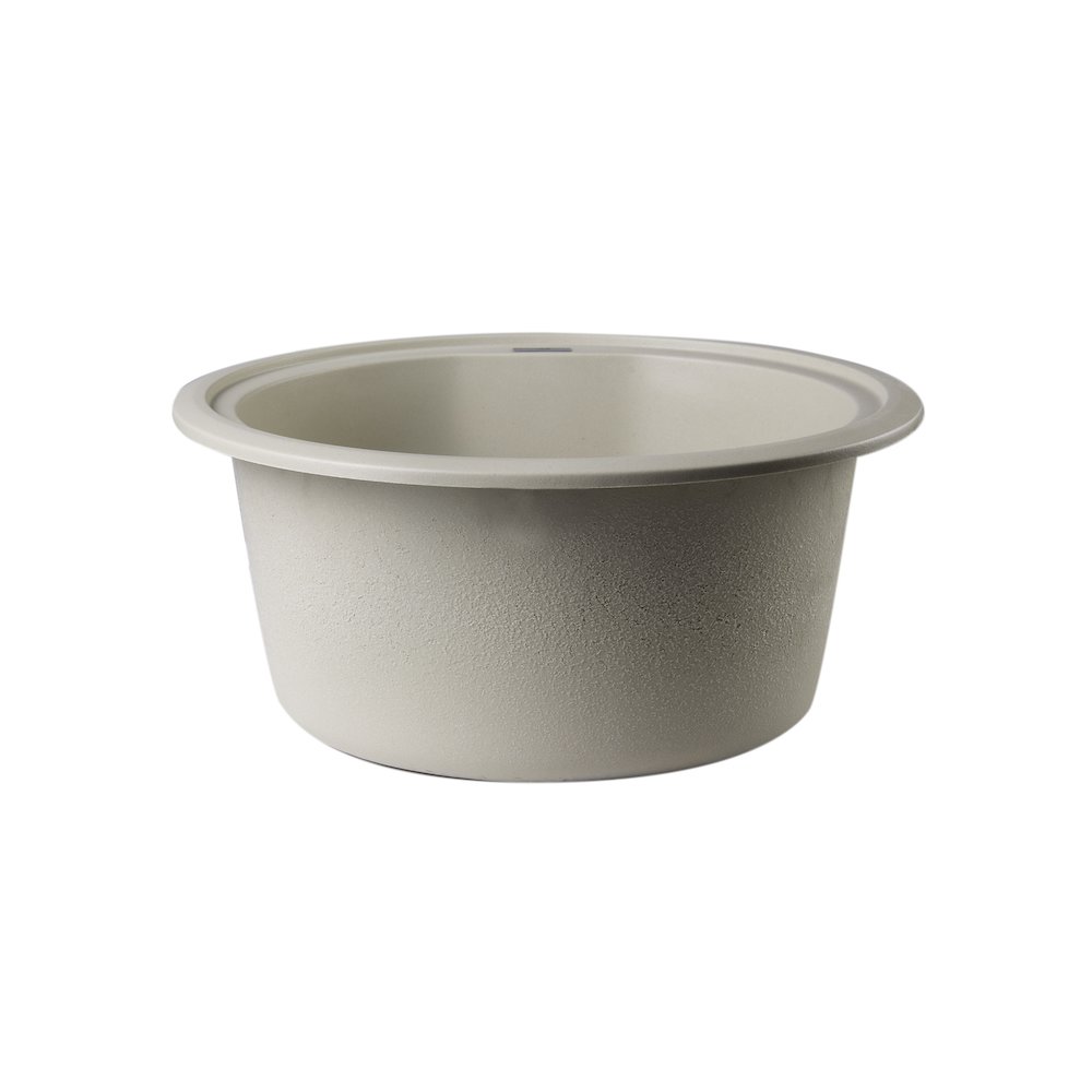 Biscuit 17" Drop-In Round Granite Composite Kitchen Prep Sink. Picture 8
