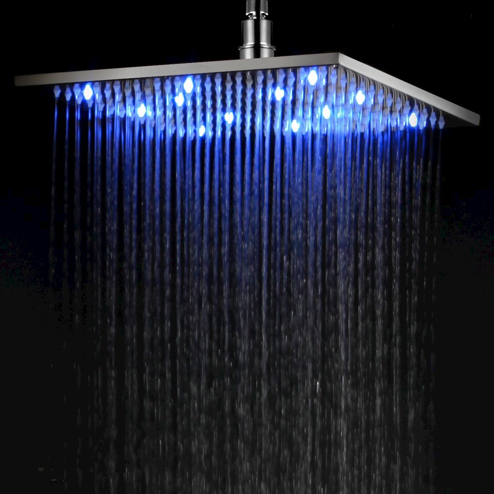 Polished Chrome 12" Square Multi Color LED Rain Shower Head. Picture 3