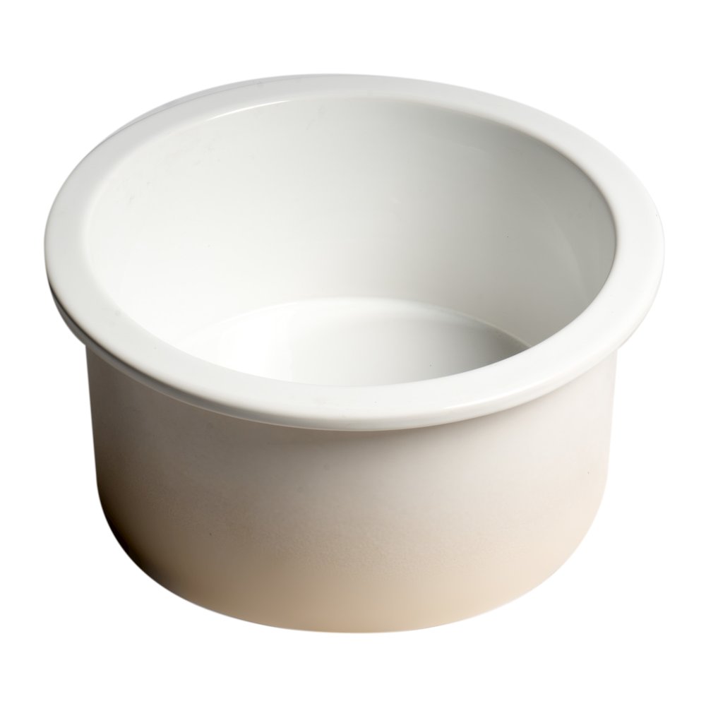 White Round 18" x 18" Undermount / Drop In Fireclay Prep Sink. Picture 8