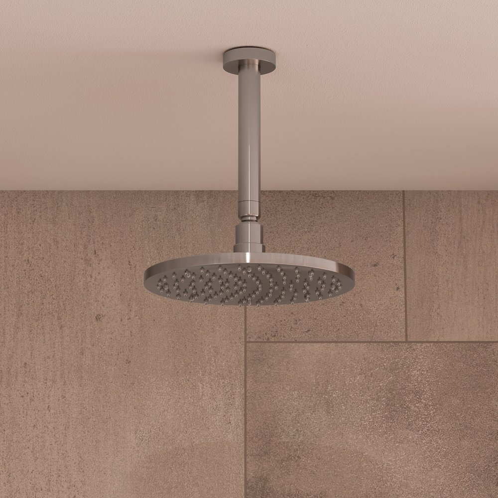 Brushed Nickel 6" Round Ceiling Shower Arm. Picture 6