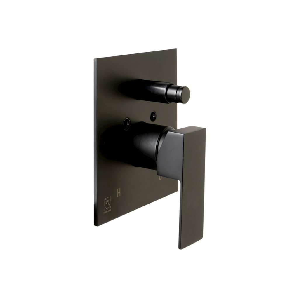Black Matte Shower Valve with Square Lever Handle and Diverter. Picture 4