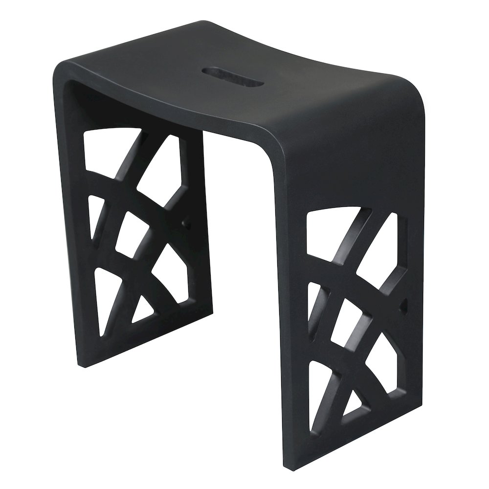 Black Matte Solid Surface Resin Bathroom / Shower Stool. Picture 7