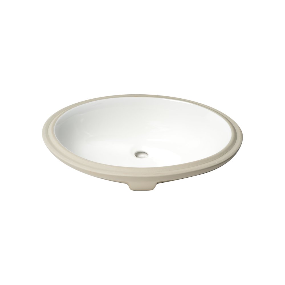White 23" Oval Undermount Ceramic Sink. Picture 3
