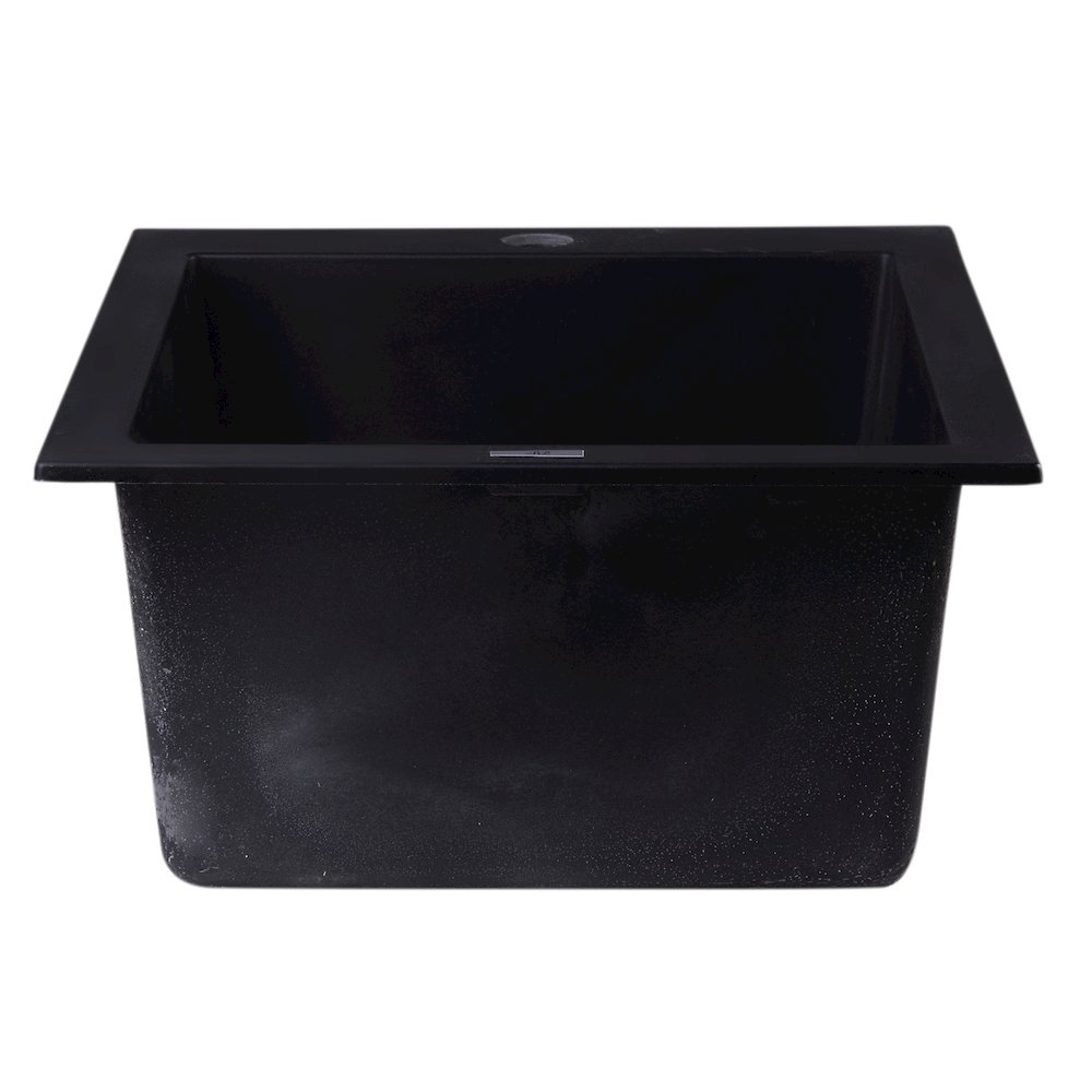 Black 17" Drop-In Rectangular Granite Composite Kitchen Prep Sink. Picture 5