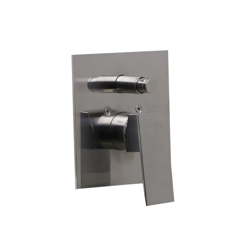 Brushed Nickel Shower Valve Mixer with Square Lever Handle and Diverter. Picture 1
