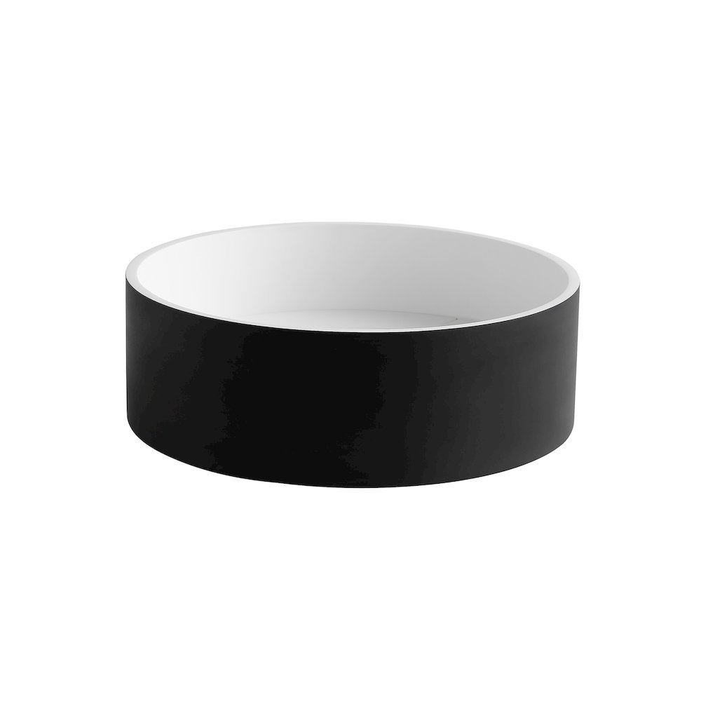 Black Matte 15" Round Solid Surface Resin Sink. Picture 3