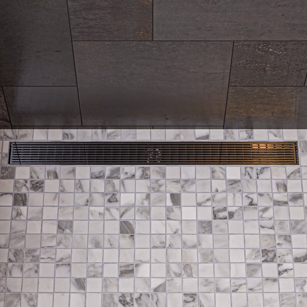 47" Stainless Steel Linear Shower Drain with Groove Lines. Picture 2